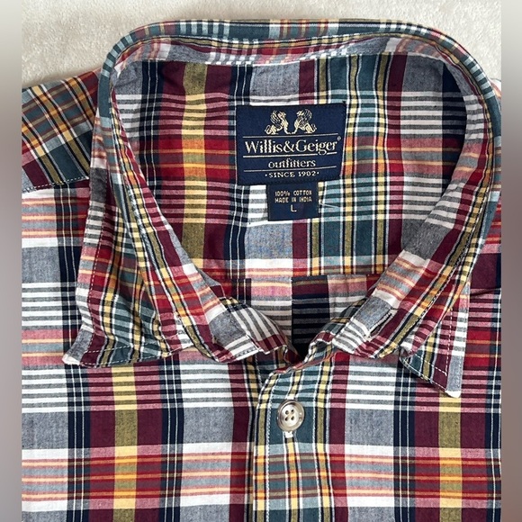 NWT Willis & Geiger Large Plaid Casual Button Indian Madras Patchwork Shirt - Picture 6 of 10
